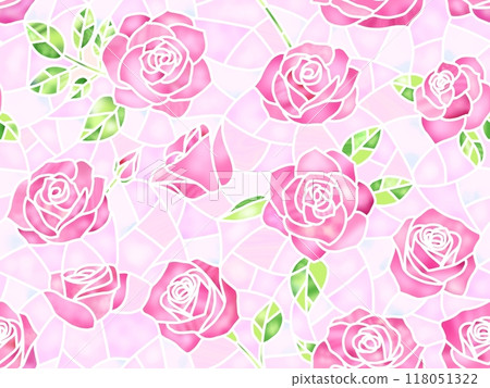 玫瑰彩色玻璃無縫圖案G-2（粉紅色） 118051322