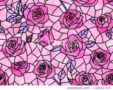 Rose stained glass seamless pattern H-1 Rose stained glass seamless pattern H-1 118051324