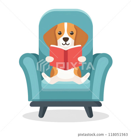 秋季閱讀季 - 書籍和小獵犬 4 / 傳單和海報材料 118051563