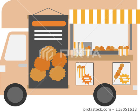 Image of a kitchen car selling fried chicken Image of a kitchen car selling fried chicken 118051618