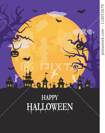 滿月的萬聖節公墓 118051679