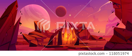 Magic portal on red alien planet 118051974