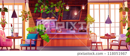 Coffee shop interior design. Modern cafe or bar Coffee shop interior design. Modern cafe or bar 118051987