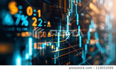 A computer screen shows a graph of stock prices A computer screen shows a graph of stock prices 118052089