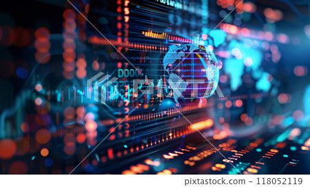 A computer screen with a globe and numbers 118052119