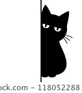 一隻貓從某物後面偷看的插圖 118052288