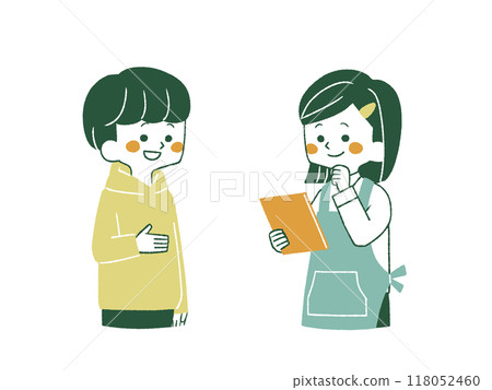 正在交談的男女員工 - 4 種顏色 118052460