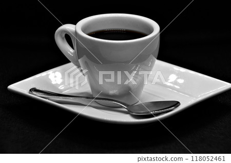 Cup of coffee on black background	 118052461