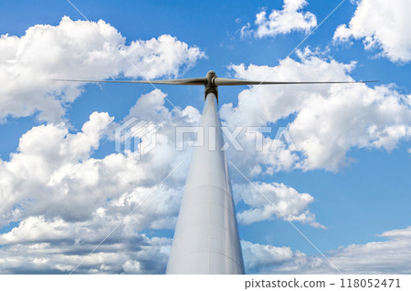Windmills for the production of electric energy. Wind farm of renewable, alternative and sustainable energy, province of Barcelona Windmills for the production of electric energy. Wind farm of renewable, alternative and sustainable energy, province of Barcelona 118052471