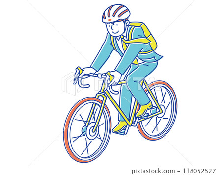 Young male businessman commuting by bicycle Young male businessman commuting by bicycle 118052527