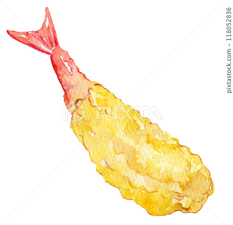 水彩插圖蝦天婦羅 水彩插圖蝦天婦羅 118052836