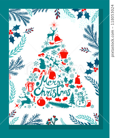 Merry Christmas and Happy New Year banner. Trendy modern Xmas design with typography, greeting card. hand drawing. Not AI, Vector illustrations. Merry Christmas and Happy New Year banner. Trendy modern Xmas design with typography, greeting card. hand drawing. Not AI, Vector illustrations. 118053024