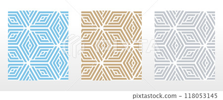 Set of abstract geometric patterns. Seamless vector backgrounds. Colored ornaments Graphic modern patterns Simple lattice graphic design Set of abstract geometric patterns. Seamless vector backgrounds. Colored ornaments Graphic modern patterns Simple lattice graphic design 118053145