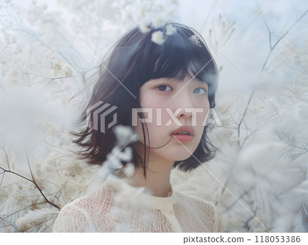 Asian woman in soft natural light 118053386