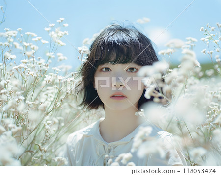沐浴在柔和陽光下的亞洲女人 118053474