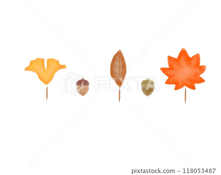 水彩風格落葉插圖集 水彩風格落葉插圖集 118053487