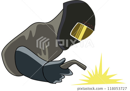 Welding logo illustration of welding by engineer. cartoon Welding logo illustration of welding by engineer. cartoon 118053727