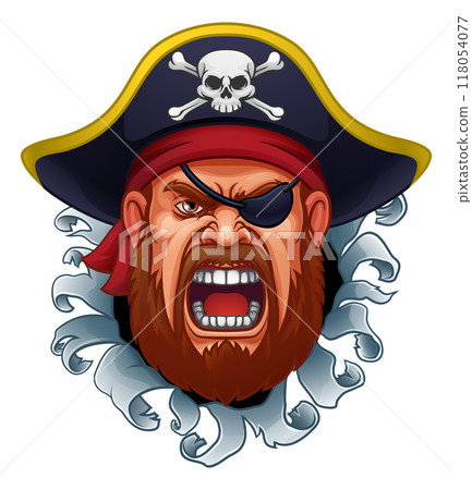 Pirate Captain Angry Mascot Cartoon Man Face Head Pirate Captain Angry Mascot Cartoon Man Face Head 118054077