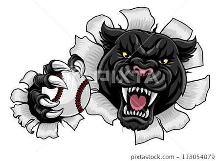Black Panther Leopard Jaguar Cat Baseball Mascot Black Panther Leopard Jaguar Cat Baseball Mascot 118054079
