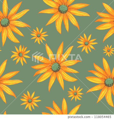 Topinambur Flower Seamless Pattern. Floral Digital Paper. 118054465