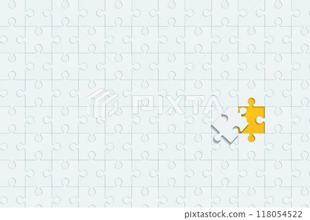 橘色背景,有一個缺少一塊的普通拼圖 橘色背景,有一個缺少一塊的普通拼圖 118054522
