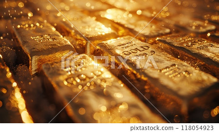 Gold bars. Concept of success in business and finance. Generative AI 118054923