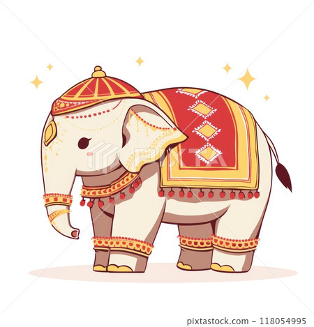 lined design cartoon cute elephant thai north style 118054995