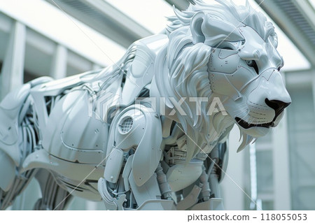 Futuristic lion robot, mechanical robot. Generative AI 118055053