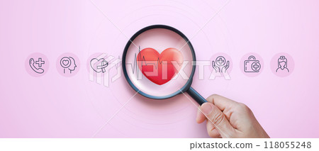 World heart day. heart pulse and heartbeat. heartbeat lone, cardiogram. beautiful healthcare, medical background. modern simple design for medical apps, websites and hospital. 118055248