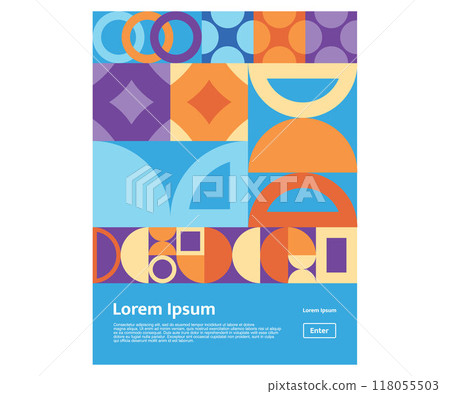 Abstract shape ornament geometrical Bauhaus Memphis style pattern concept colorful design set Abstract shape ornament geometrical Bauhaus Memphis style pattern concept colorful design set 118055503