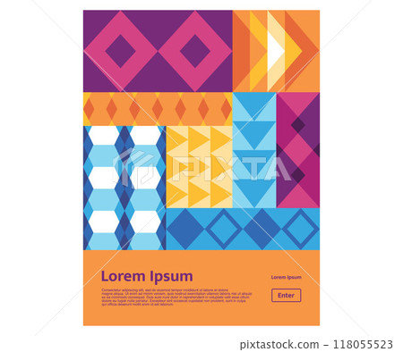 Shape ornament element Memphis Bauhaus style cover artwork geometric colorful design set 118055523