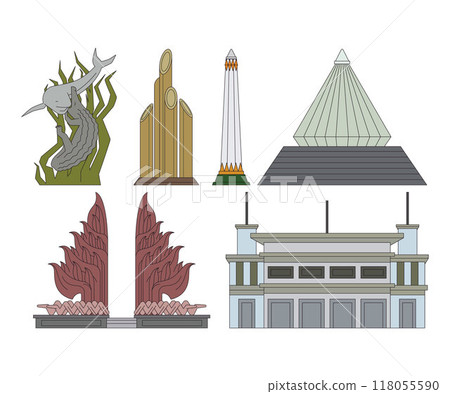 Surabaya Indonesia landmarks iconic place tourist destination Hero monument Suro and Boyo statue monument Hotel Yamato East Java set collection Surabaya Indonesia landmarks iconic place tourist destination Hero monument Suro and Boyo statue monument Hotel Yamato East Java set collection 118055590