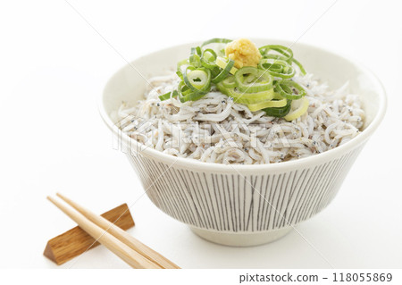 Boiled whitebait bowl on white background 118055869
