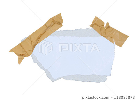 Masking tape on torn paper isolated on white background Masking tape on torn paper isolated on white background 118055878
