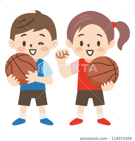 Illustration of kids playing basketball 118055889