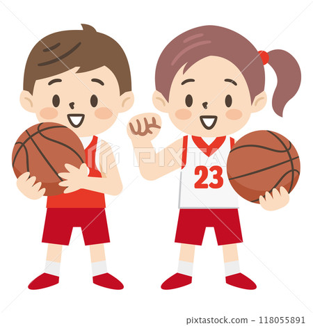 Illustration of kids playing basketball Illustration of kids playing basketball 118055891