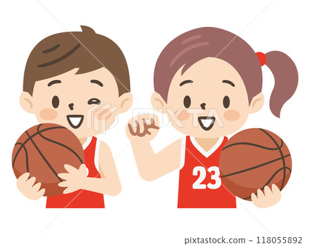 Illustration of kids playing basketball 118055892
