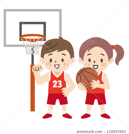 Illustration of kids playing basketball Illustration of kids playing basketball 118055893