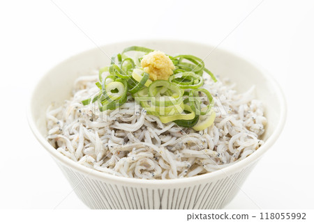 Boiled whitebait bowl on white background 118055992