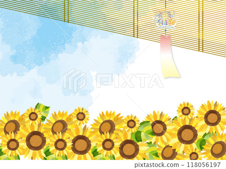 Sunflower and blue sky illustration frame 118056197