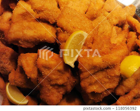 chicken schnitzel background chicken schnitzel background 118056392