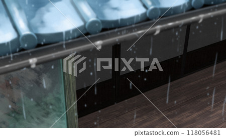 The veranda where it is raining 118056481