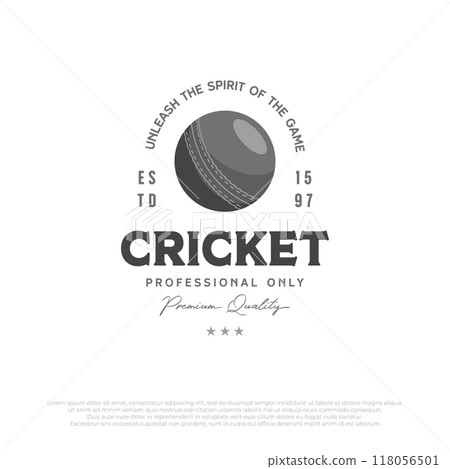 cricket typography logo vector template design. vintage cricket logotype icon silhouette illustration cricket typography logo vector template design. vintage cricket logotype icon silhouette illustration 118056501