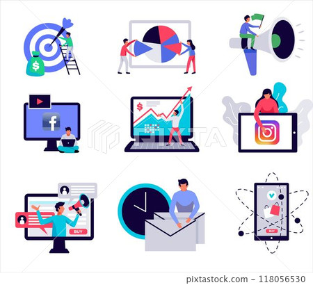 Social Media Marketing Vector illustrations.  118056530