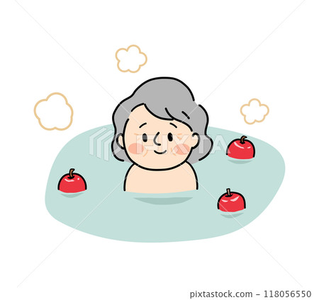 Senior woman taking an apple bath 118056550