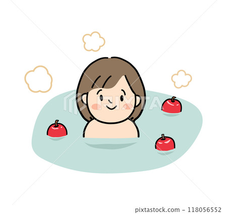 一個女人在蘋果熱水裡洗澡 一個女人在蘋果熱水裡洗澡 118056552