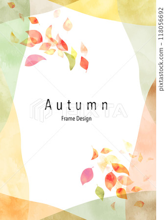 Watercolor vibrant frame of autumn leaves 118056692