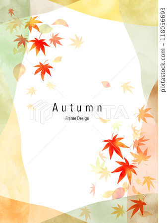 Watercolor vibrant frame of autumn leaves 118056693