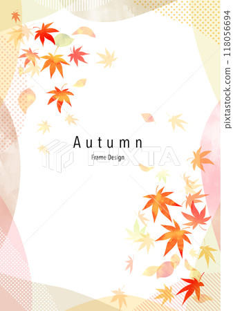 秋天的樹葉水彩生動的框架 118056694