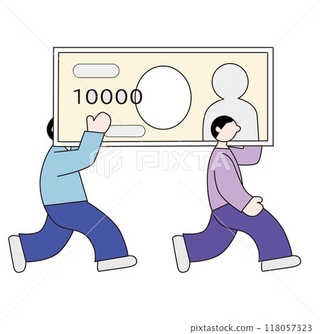 Vector line drawing of a man with money 118057323